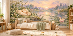 Watercolor Pond Duckling Wall Mural, image 2