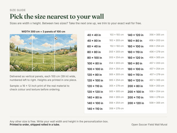 Watercolor Open Soccer Field Wall Mural, image 5