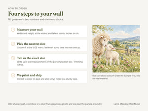 Watercolor Lamb Meadow Farm Wall Mural, image 6
