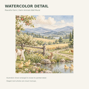 Watercolor Peaceful Farm Wall Mural, image 4