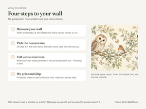 Watercolor Forest Birds Wall Mural, image 3