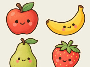 Soft Fruits Wall Decals, Set of 6, Baby First Words, image 4
