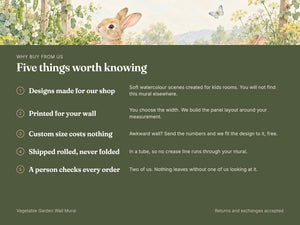 Watercolor Vegetable Garden Bunny Wall Mural, image 10
