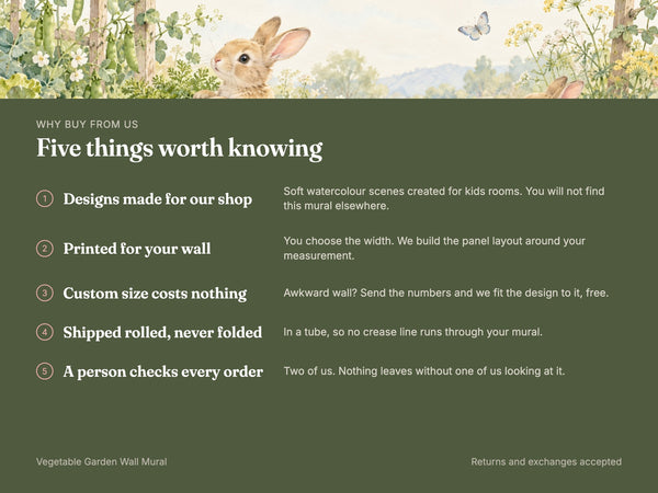Watercolor Vegetable Garden Bunny Wall Mural, image 10