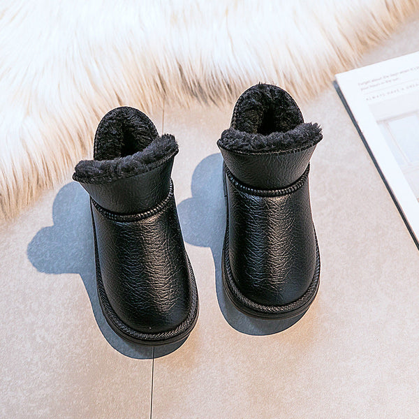 Thickened Velvet Winter Boy Short Boots with Fur
