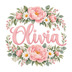 Personalised Peony Wreath Name Wall Decal, image 2