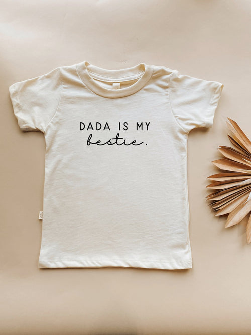 Dada is My Bestie Organic Kids T-shirt in angle 3 view, perfect for stylish and eco-friendly baby outfits.
