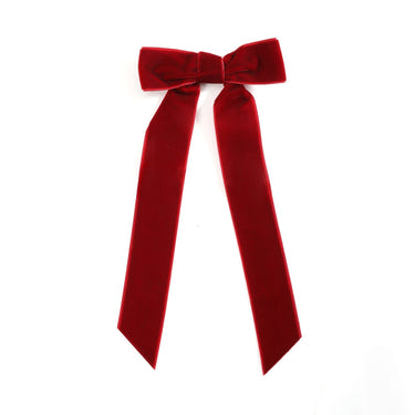 Dark red long tails hair bow for babies, perfect hair accessory for stylish little ones.
