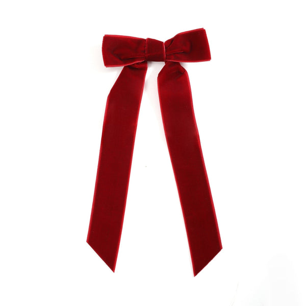 Dark red long tails hair bow for babies, perfect hair accessory for stylish little ones.