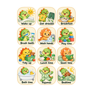 Dinosaur Daily Routine Wall Decals, Set of 12, image 2