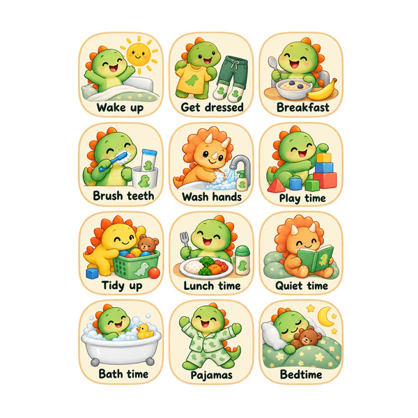 Dinosaur Daily Routine Wall Decals, Set of 12, image 2