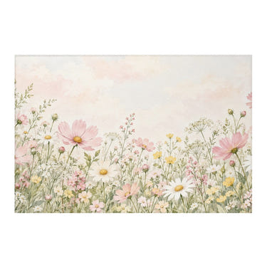 Cosmos and Daisy Meadow kids rug, full view of the printed design