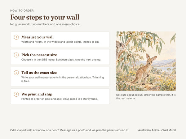 Watercolor Australian Animals Wall Mural, image 3
