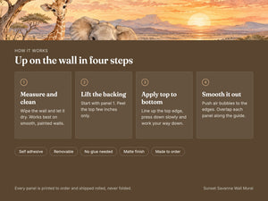Watercolor Sunset Savanna Wall Mural, image 9
