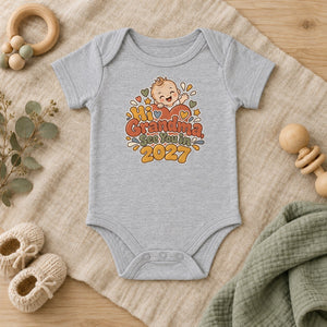 Hi Grandma, See You In 2027 baby bodysuit in heather grey
