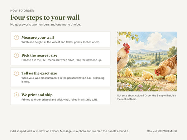 Watercolor Chicks Field Farm Wall Mural, image 6
