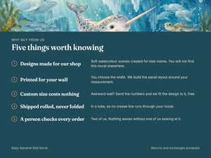 Watercolor Baby Narwhal Ocean Wall Mural, image 10