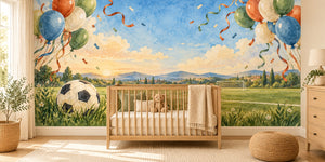 Watercolor Football Celebration Wall Mural, image 1