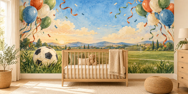 Watercolor Football Celebration Wall Mural, image 1