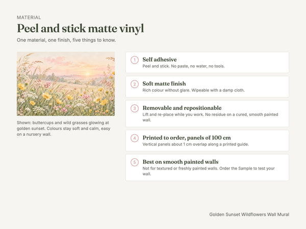 Watercolor Golden Sunset Wildflowers Wall Mural, image 6