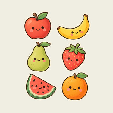 Soft Fruits Wall Decals, Set of 6, Baby First Words, image 1