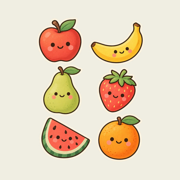 Soft Fruits Wall Decals, Set of 6, Baby First Words, image 1