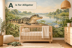 Watercolor A is for Alligator Alphabet Wall Mural, image 1