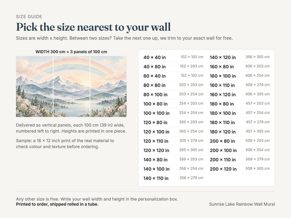 Watercolor Sunrise Lake Rainbow Wall Mural, image 4