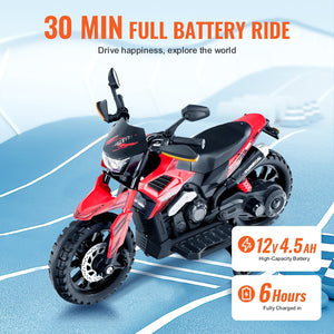 Kids' 12V Electric Ride-On Motorcycle with LED Lights