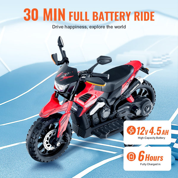 Kids' 12V Electric Ride-On Motorcycle with LED Lights