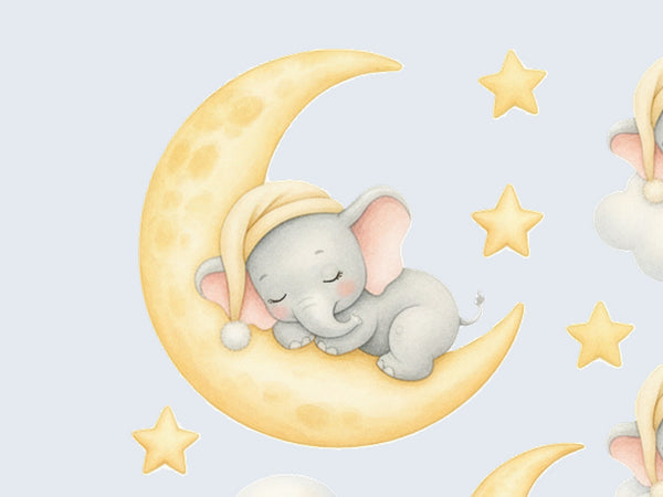 Sleeping Elephant Moon and Clouds Wall Decals, Set of 10, image 4