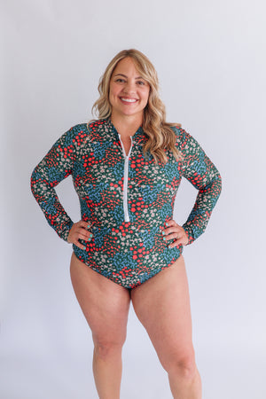 Long Sleeve One Piece Zip Up Breastfeeding Swimsuit 2026 | FINAL SALE