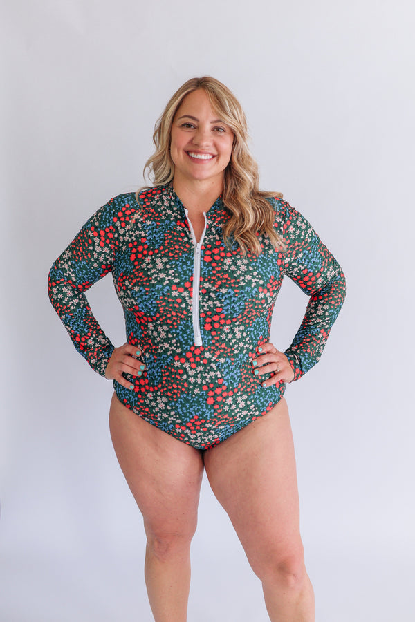 Long Sleeve One Piece Zip Up Breastfeeding Swimsuit 2026 | FINAL SALE