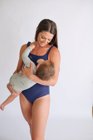 One Piece Tie Shoulder Breastfeeding Swimsuit 2026