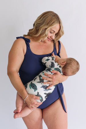 One Piece Tie Shoulder Breastfeeding Swimsuit 2026