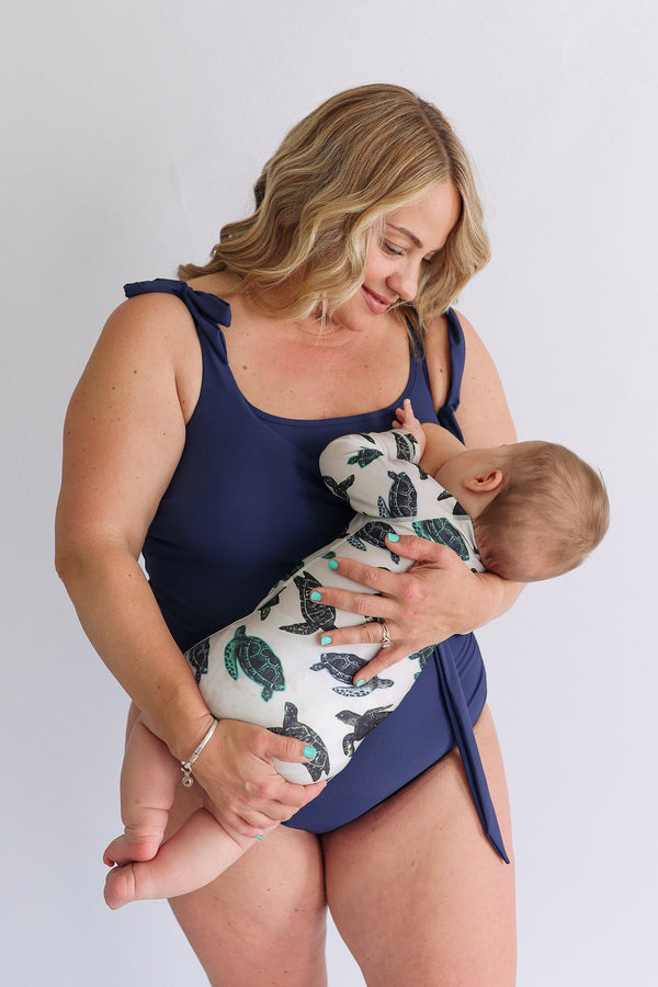 One Piece Tie Shoulder Breastfeeding Swimsuit 2026
