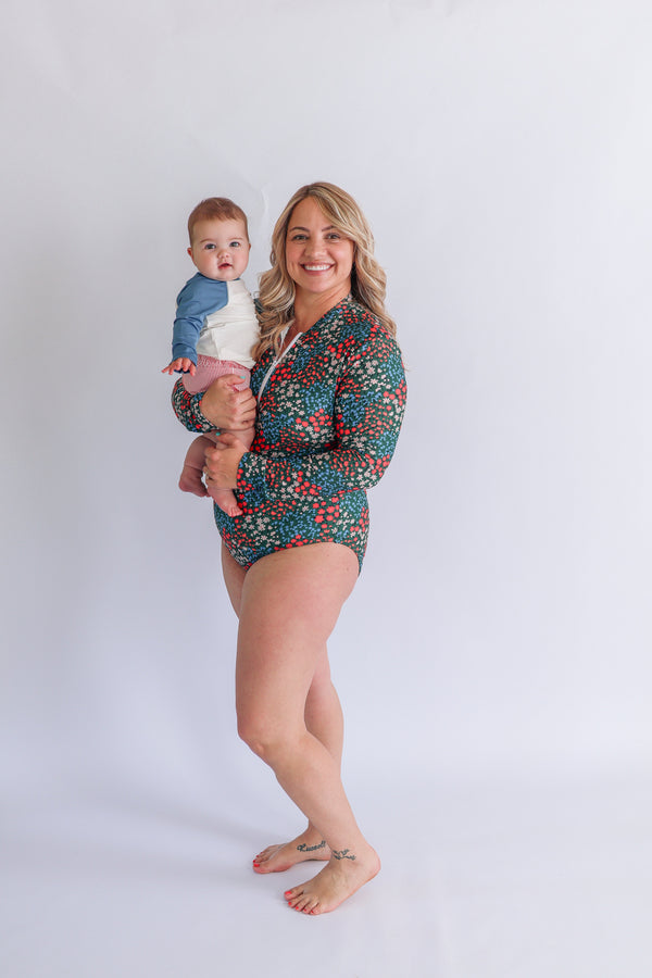 Long Sleeve One Piece Zip Up Breastfeeding Swimsuit 2026 | FINAL SALE