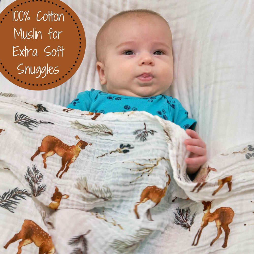Deer Swaddle Baby Muslin Swaddle Blanket - MOOGCO Baby