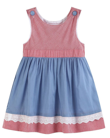 Denim Look and Red Gingham A-Line Dress