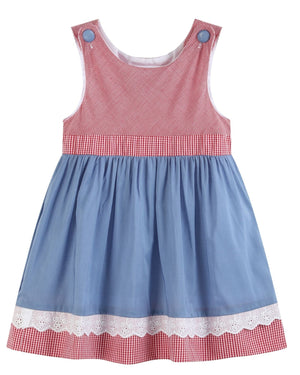 Denim Look and Red Gingham A-Line Dress