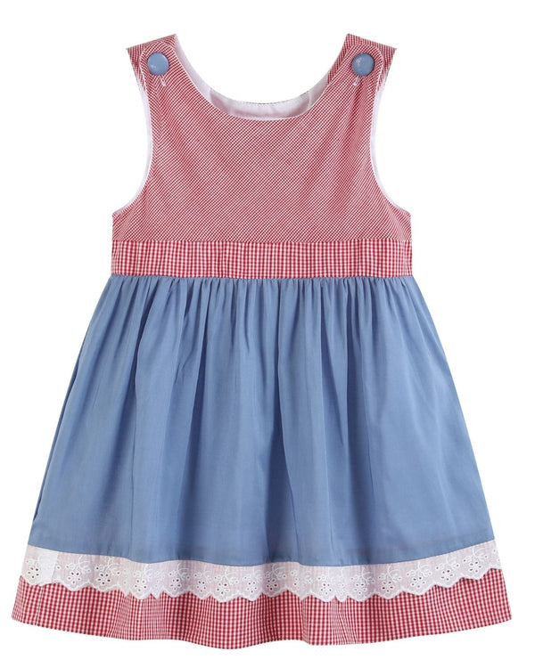Denim Look and Red Gingham A-Line Dress