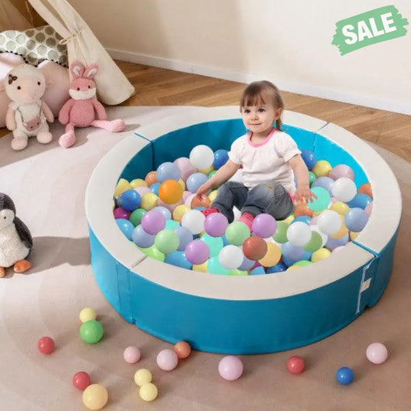 Detachable Foam Ball Pit with 50 Colorful Ocean Balls-Blue