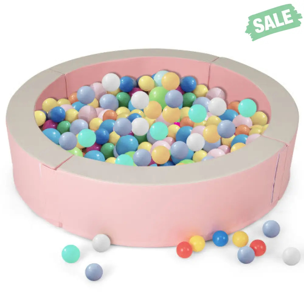 Detachable Foam Ball Pit with 50 Colorful Ocean Balls-Pink Baby Playpen & Playards