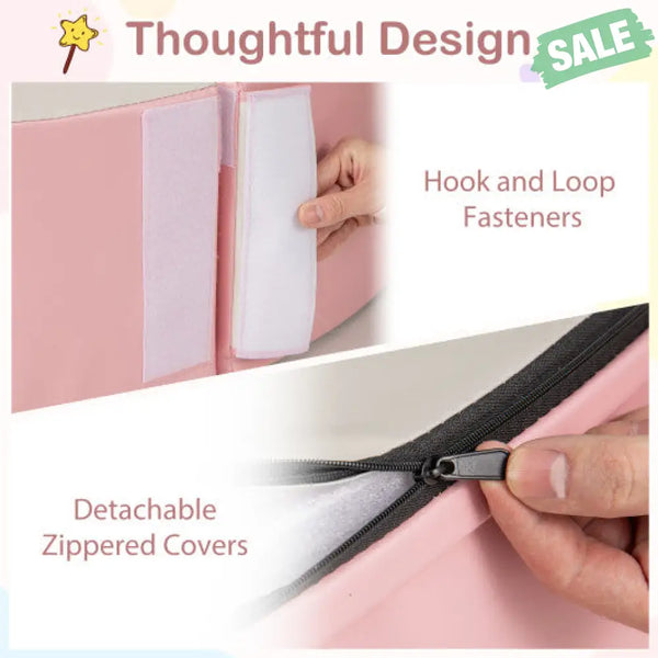 Detachable Foam Ball Pit with 50 Colorful Ocean Balls-Pink Pink Baby Playpen & Playards