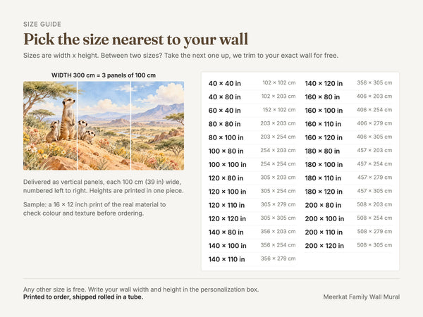 Watercolor Meerkat Family Safari Wall Mural, image 5
