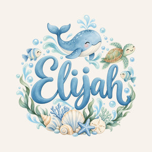 Personalised Ocean Whale Name Wall Decal, image 3