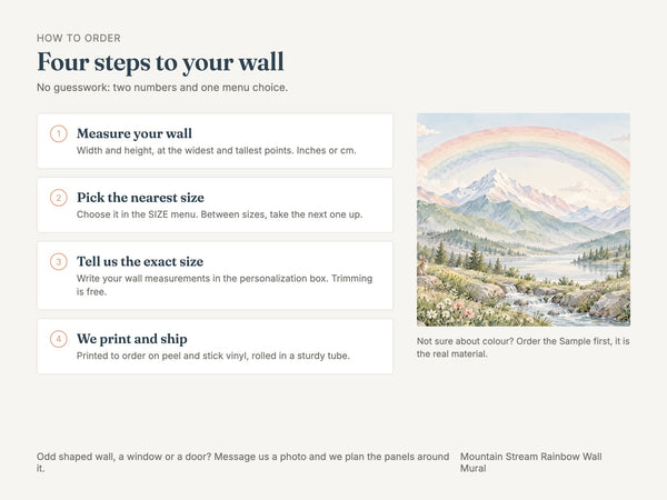 Watercolor Mountain Stream Rainbow Wall Mural, image 5