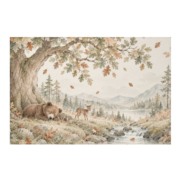 Sleeping Bear Oak kids rug, full view of the printed design
