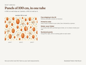 Watercolor Basketball Pattern Wall Mural, image 8