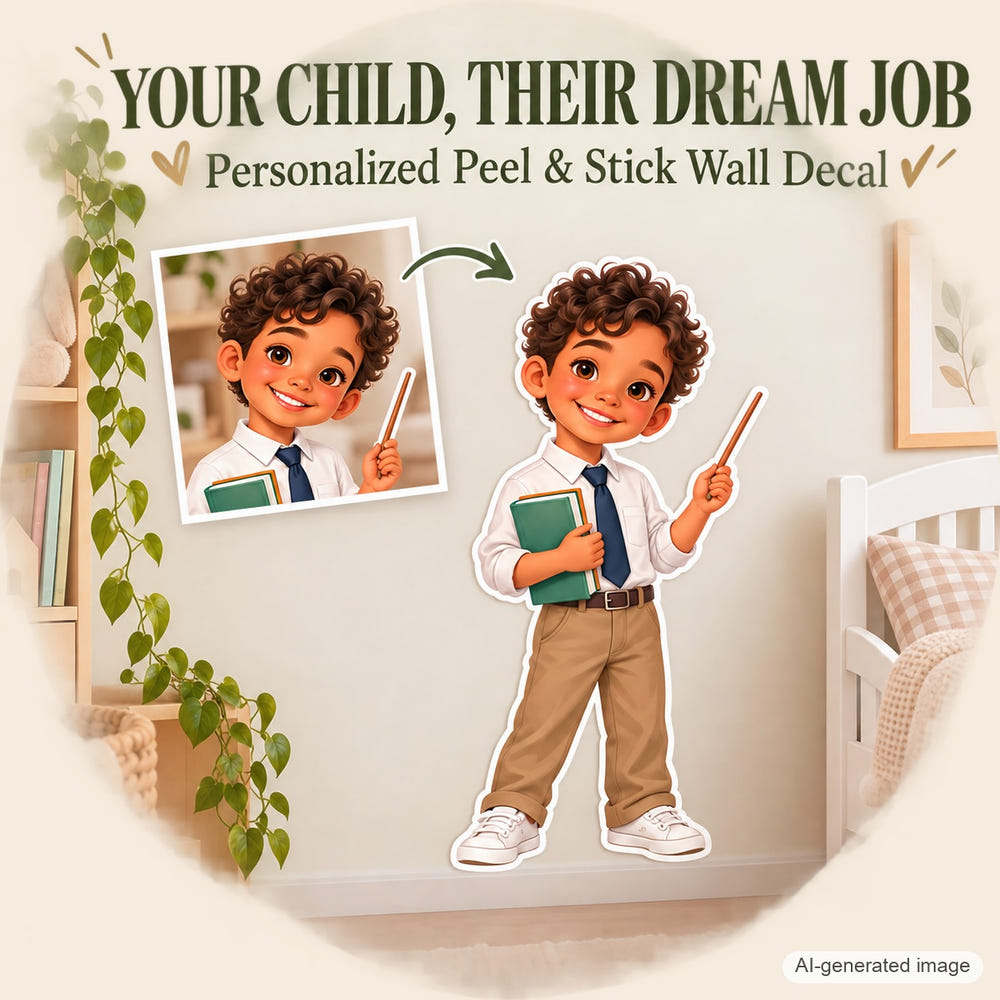 Personalized Teacher Wall Decal from Photo, Dream Job Sticker, image 1